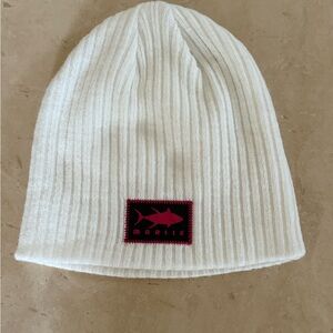 White Marlie White Beanie with Shark Logo